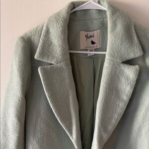 Yumi Outerwear Light Green Soft Teddy Jacket Peacoat